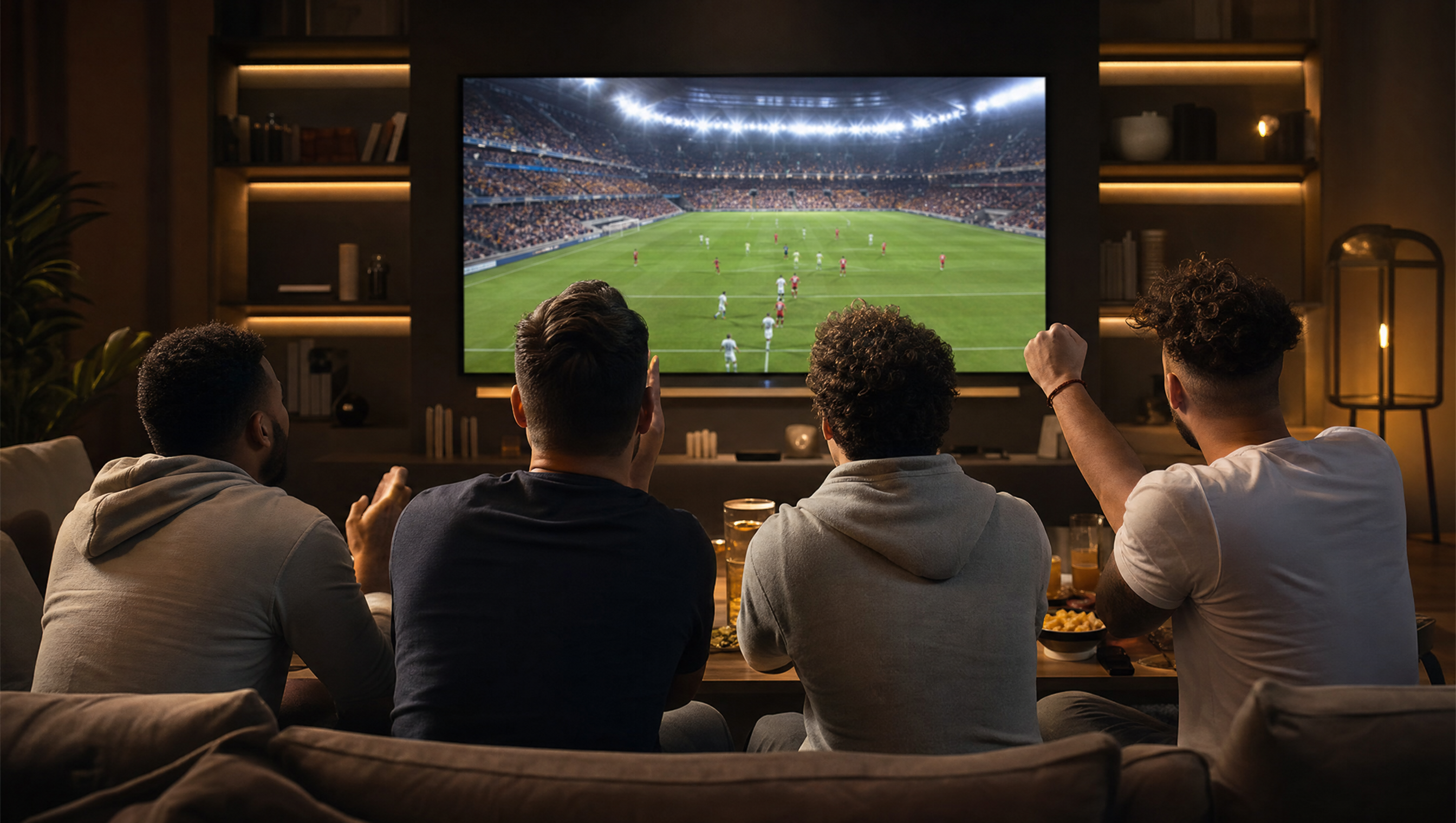 Supporters suisses regardant la Coupe du Monde 2026 en 4K sur grand écran avec Strong 8K