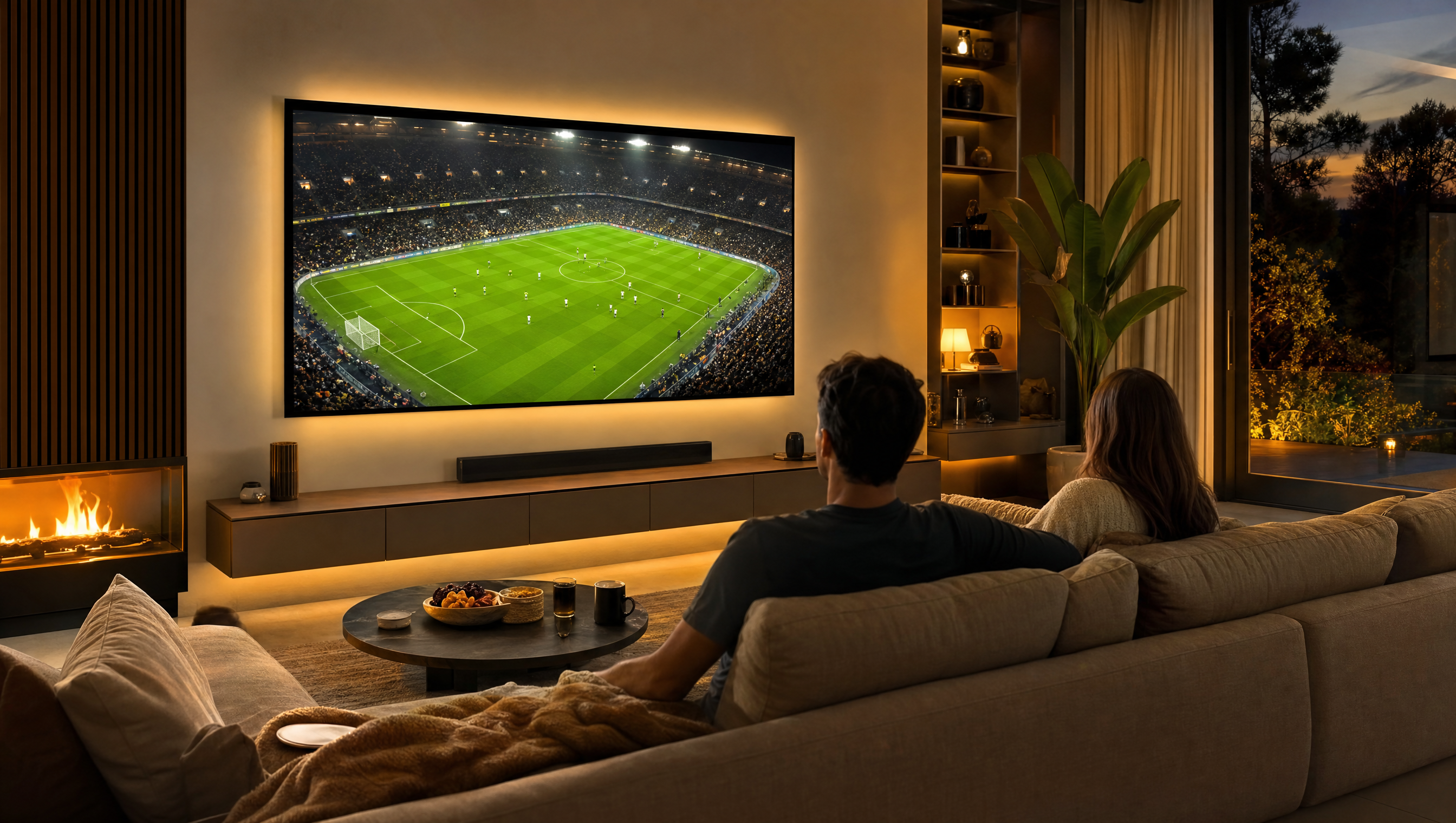 Supporter suisse regardant la Coupe du Monde 2026 en 4K sur grand écran avec Strong 8K