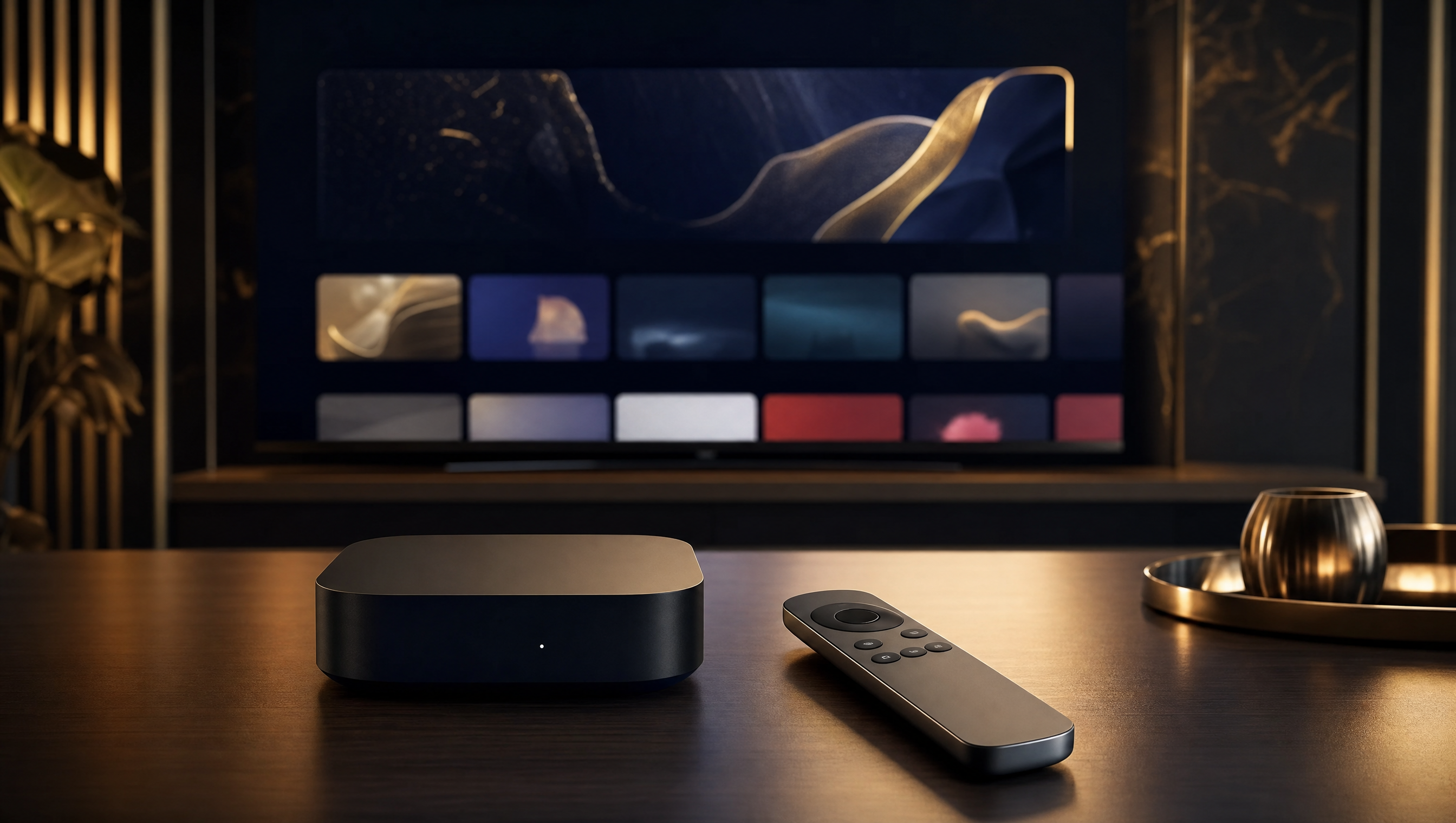 Apple TV sous tvOS affichant l'IPTV Strong 8K en 4K avec l'application IBO Player
